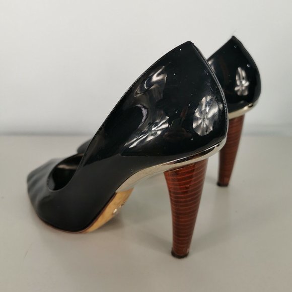 D&G Dolce Gabbana Black Patent Leather Open Toe Shoes High Heel 38 UK 5 RRP £242 - Picture 5 of 9
